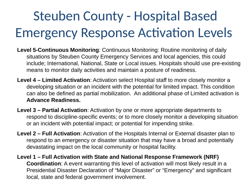 Emergency Operations Activation Levels Southern - slide 7 of 13