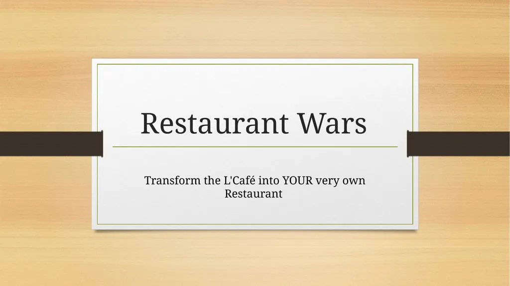 Restaurant Wars Transform the L'Café into YOUR