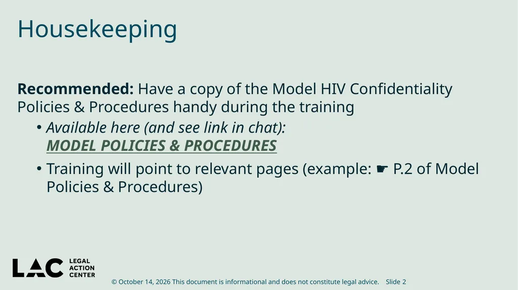 HIV Privacy in Practice How to Create and Update - slide 2 of 88