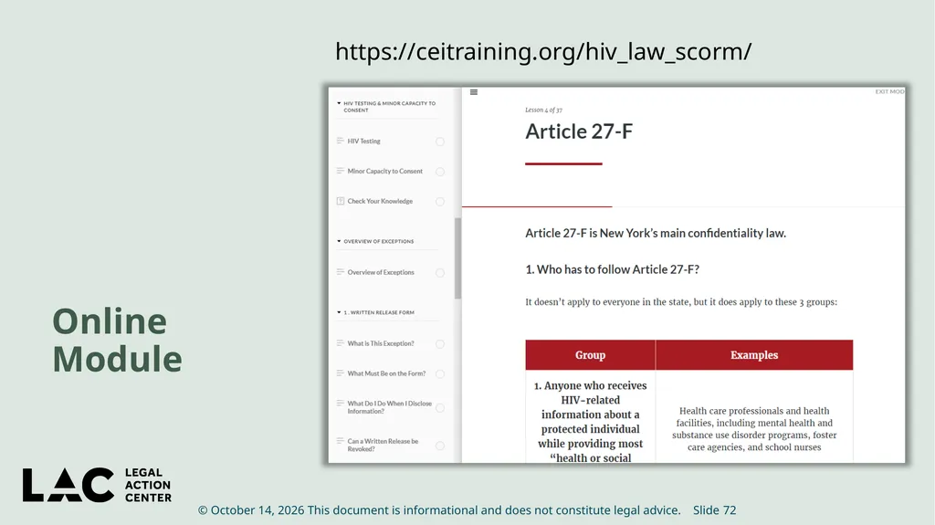 HIV Privacy in Practice How to Create and Update - slide 72 of 88