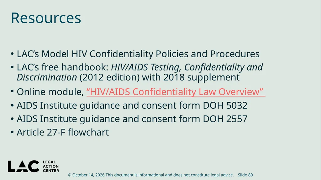 HIV Privacy in Practice How to Create and Update - slide 80 of 88