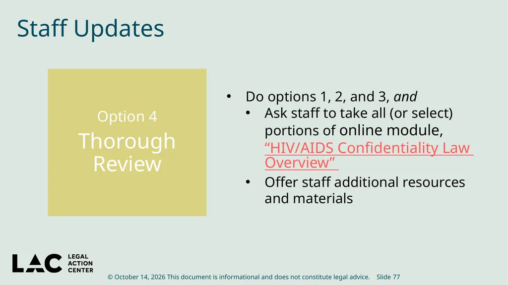HIV Privacy in Practice How to Create and Update - slide 77 of 88
