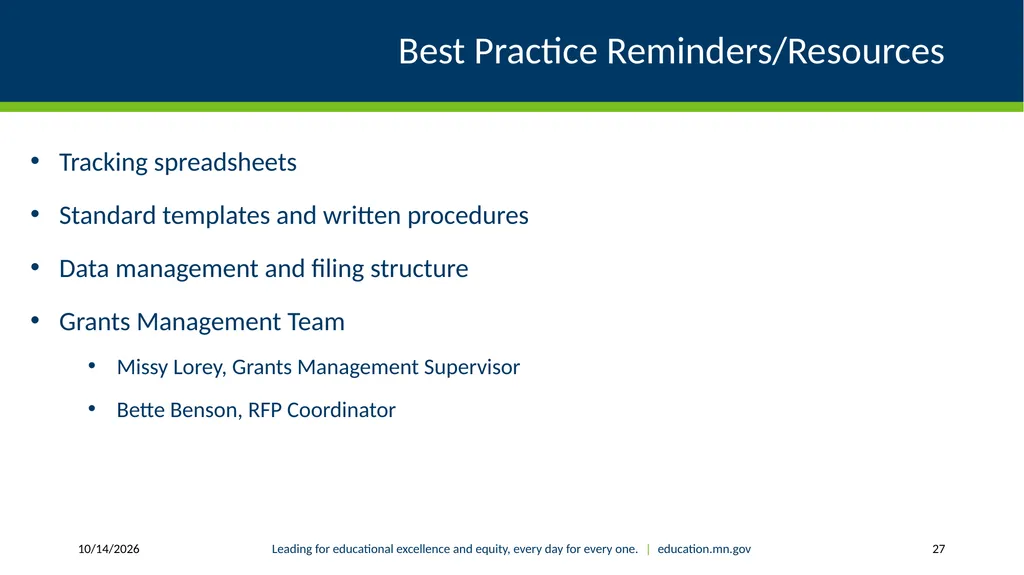 Authorized Representative Role - Grants Management - slide 27 of 28