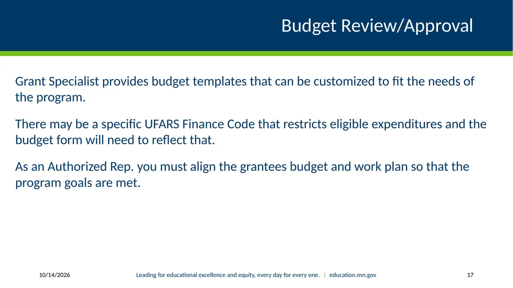 Authorized Representative Role - Grants Management - slide 17 of 28