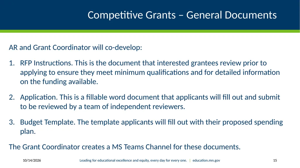 Authorized Representative Role - Grants Management - slide 15 of 28