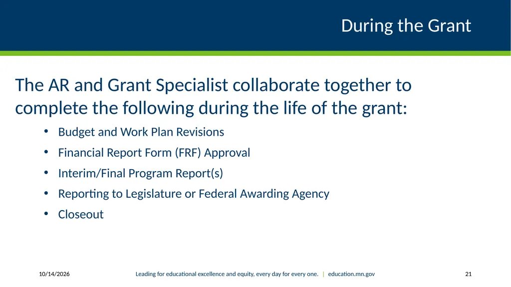 Authorized Representative Role - Grants Management - slide 21 of 28