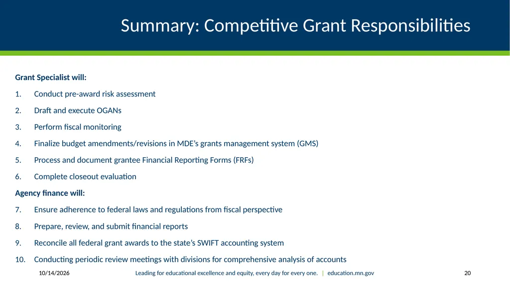 Authorized Representative Role - Grants Management - slide 20 of 28