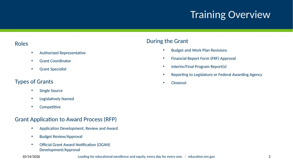 Authorized Representative Role - Grants Management - slide 2 of 28