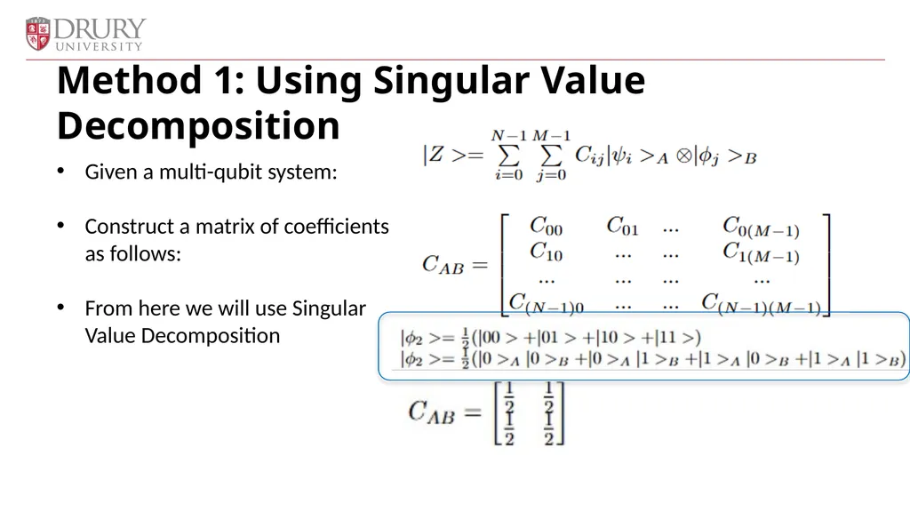 Using the Schmidt Decomposition Method to - slide 11 of 24