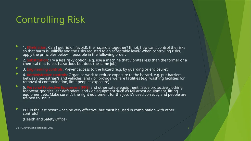 CBE Risk Assessment Induction Training v.0.1 - slide 5 of 30