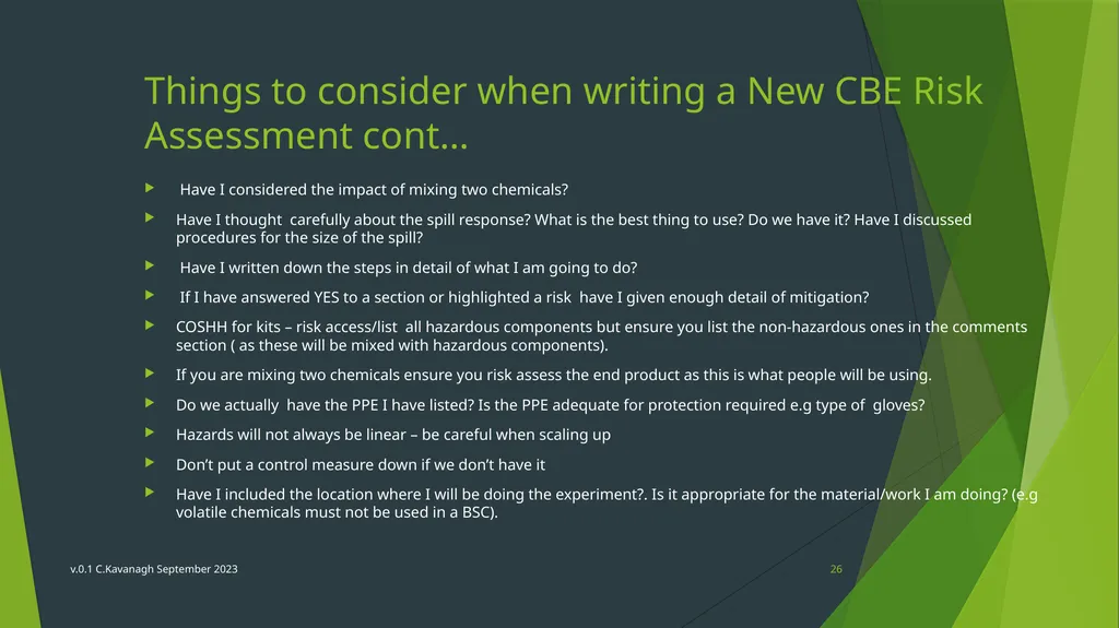 CBE Risk Assessment Induction Training v.0.1 - slide 26 of 30