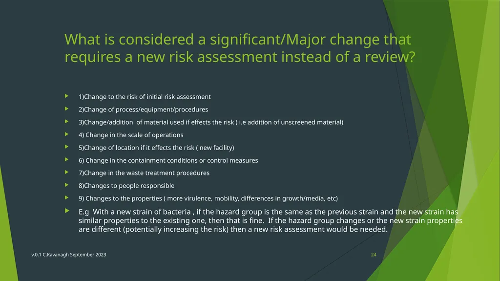 CBE Risk Assessment Induction Training v.0.1 - slide 24 of 30