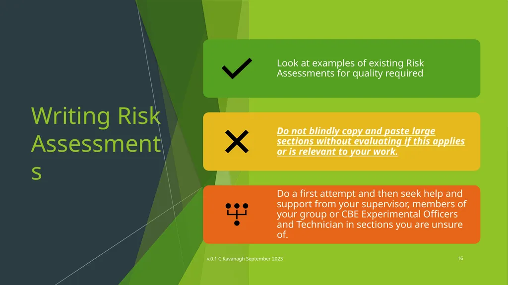 CBE Risk Assessment Induction Training v.0.1 - slide 16 of 30