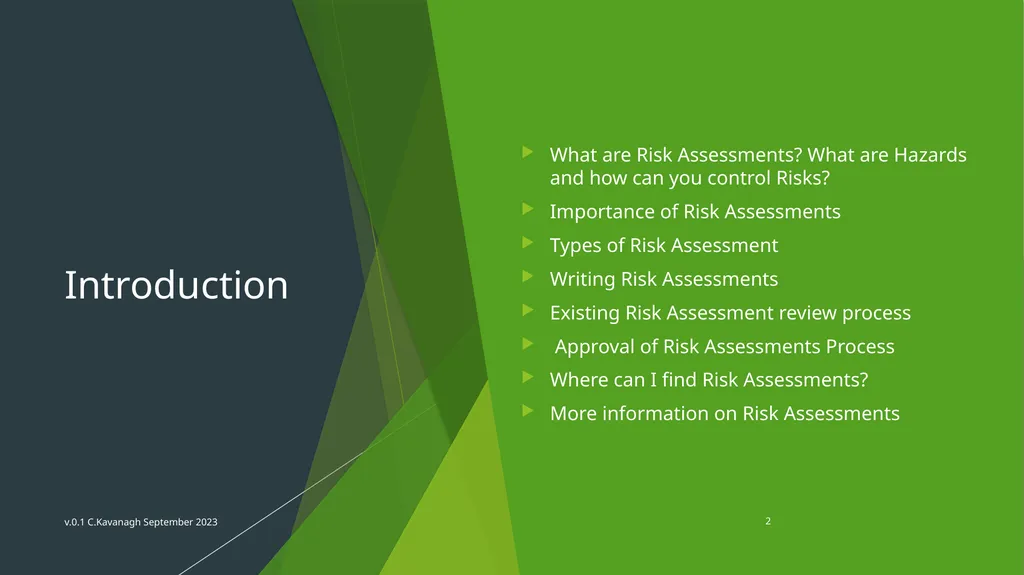 CBE Risk Assessment Induction Training v.0.1 - slide 2 of 30