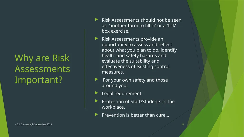 CBE Risk Assessment Induction Training v.0.1 - slide 6 of 30