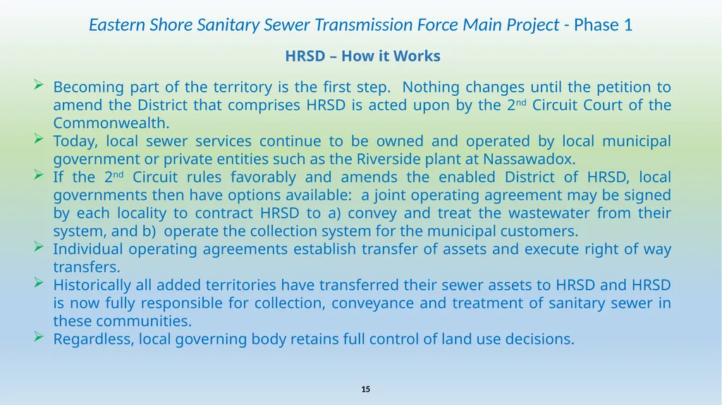 Eastern Shore Sanitary Sewer Transmission Force - slide 15 of 19