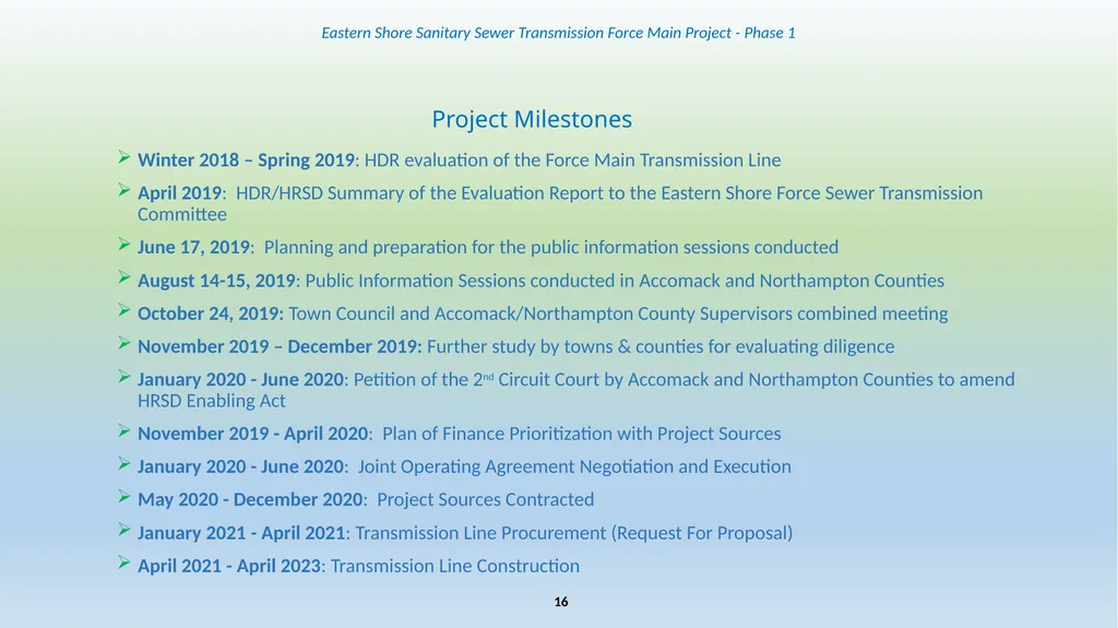 Eastern Shore Sanitary Sewer Transmission Force - slide 16 of 19