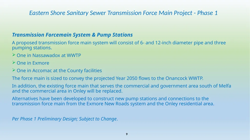 Eastern Shore Sanitary Sewer Transmission Force - slide 9 of 19