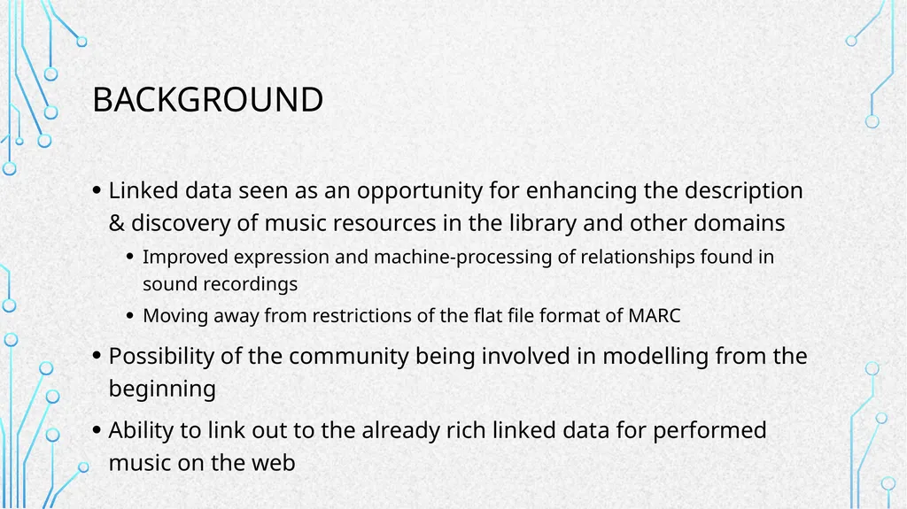Linked Data for Performed Music: a LINKED DATA FOR - slide 2 of 13