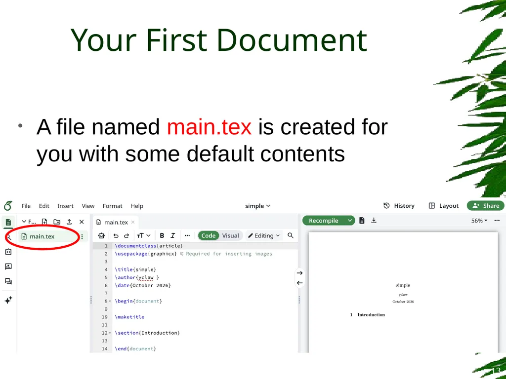 Improving Postgraduate Learning LaTeX Advanced – - slide 13 of 72