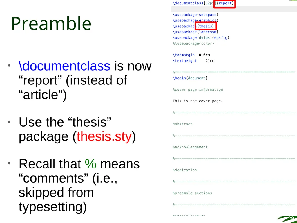 Improving Postgraduate Learning LaTeX Advanced – - slide 29 of 72