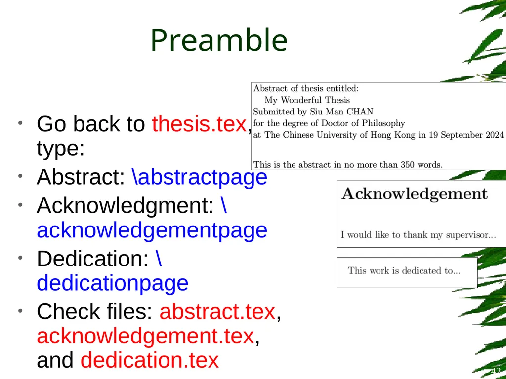 Improving Postgraduate Learning LaTeX Advanced – - slide 42 of 72
