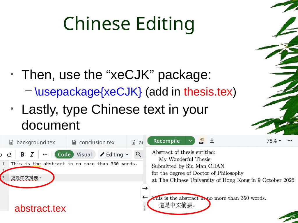 Improving Postgraduate Learning LaTeX Advanced – - slide 57 of 72