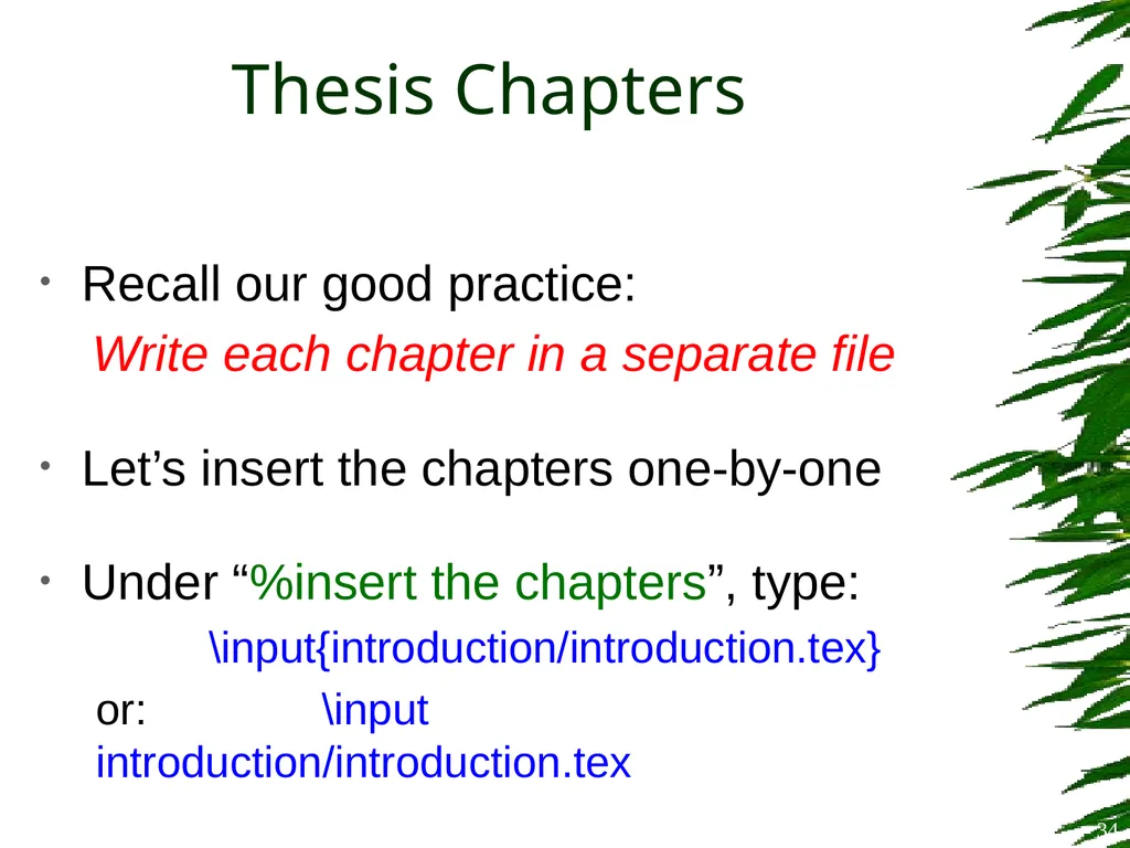 Improving Postgraduate Learning LaTeX Advanced – - slide 34 of 72