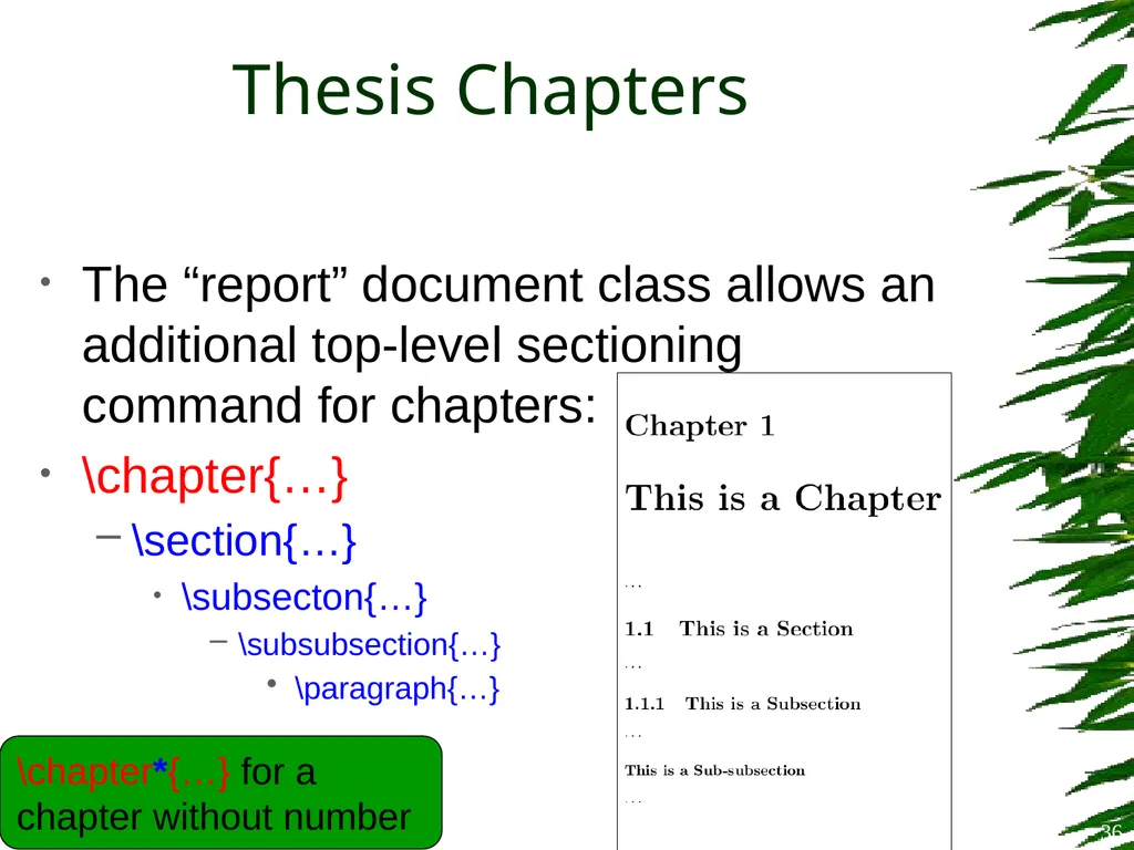 Improving Postgraduate Learning LaTeX Advanced – - slide 36 of 72