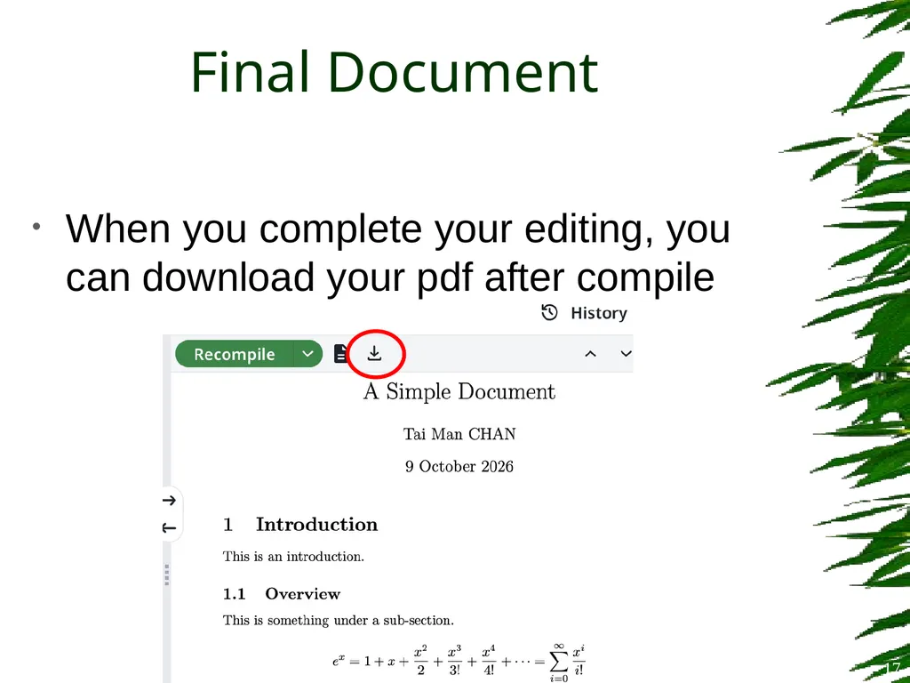 Improving Postgraduate Learning LaTeX Advanced – - slide 17 of 72