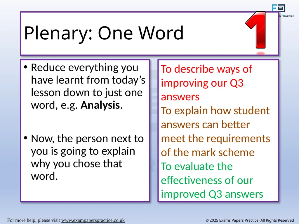 English Language Paper 2 – Q3: Improving Language - slide 18 of 18