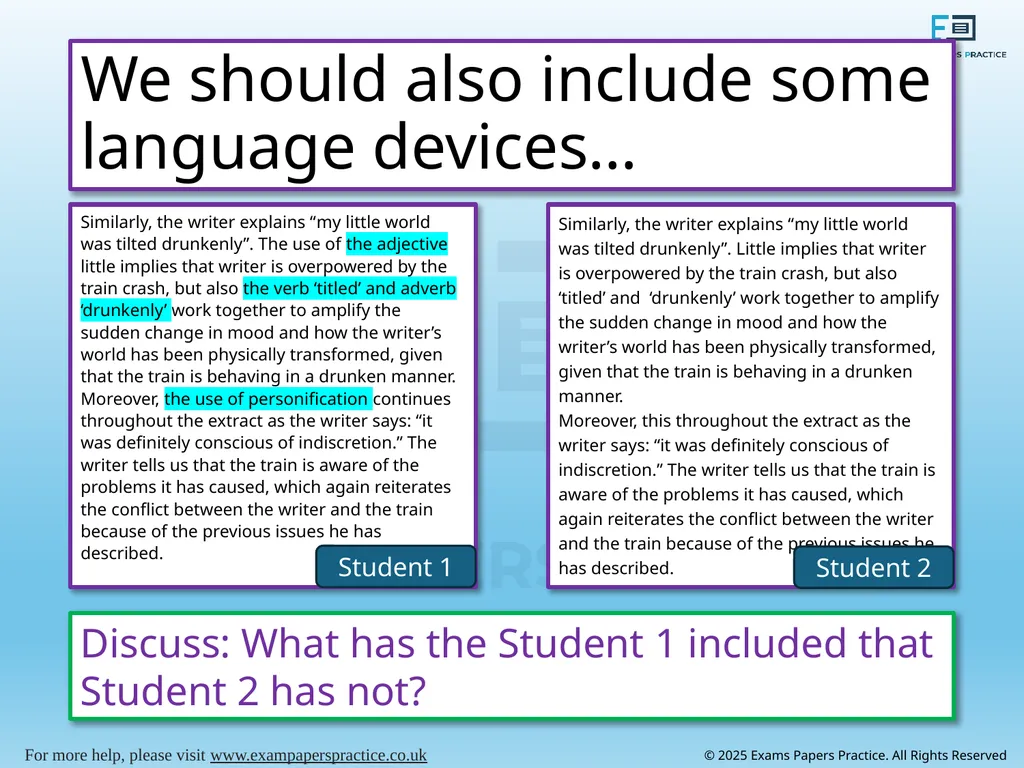 English Language Paper 2 – Q3: Improving Language - slide 9 of 18