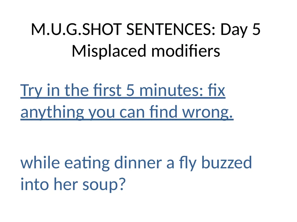 M.U.G.SHOT SENTENCES M= Mechanics U=Usage - slide 18 of 41