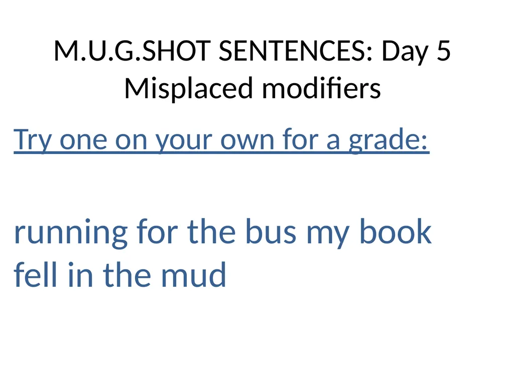 M.U.G.SHOT SENTENCES M= Mechanics U=Usage - slide 21 of 41