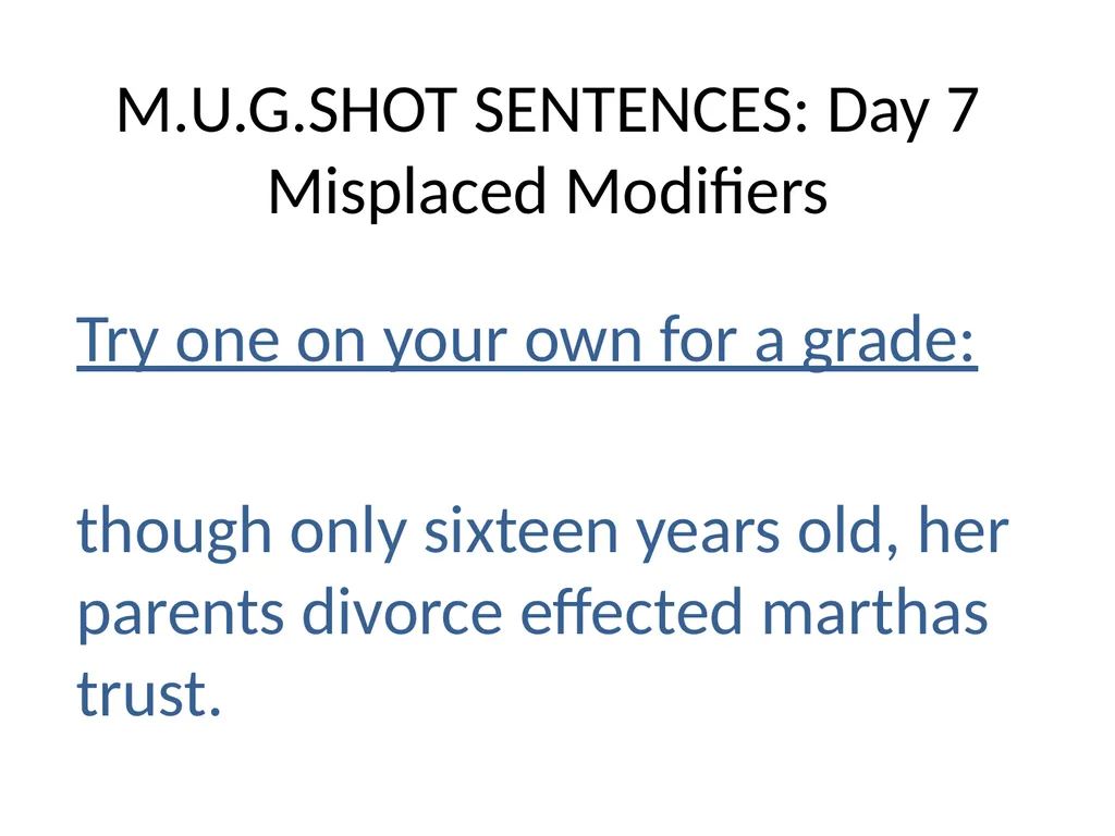 M.U.G.SHOT SENTENCES M= Mechanics U=Usage - slide 29 of 41