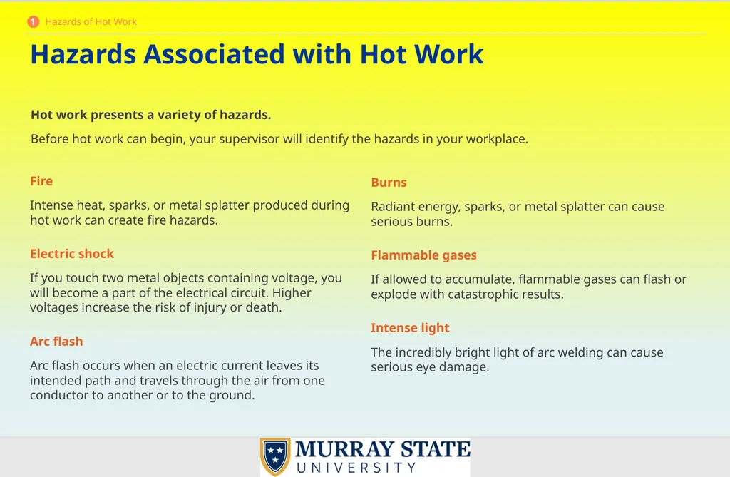 Welding and Hot Work What is Hot Work? Hot work - slide 5 of 39