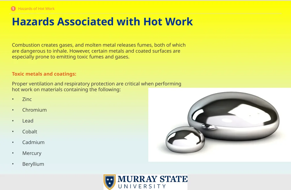 Welding and Hot Work What is Hot Work? Hot work - slide 6 of 39
