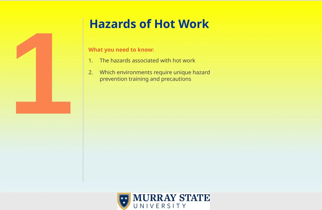 Welding and Hot Work What is Hot Work? Hot work - slide 4 of 39
