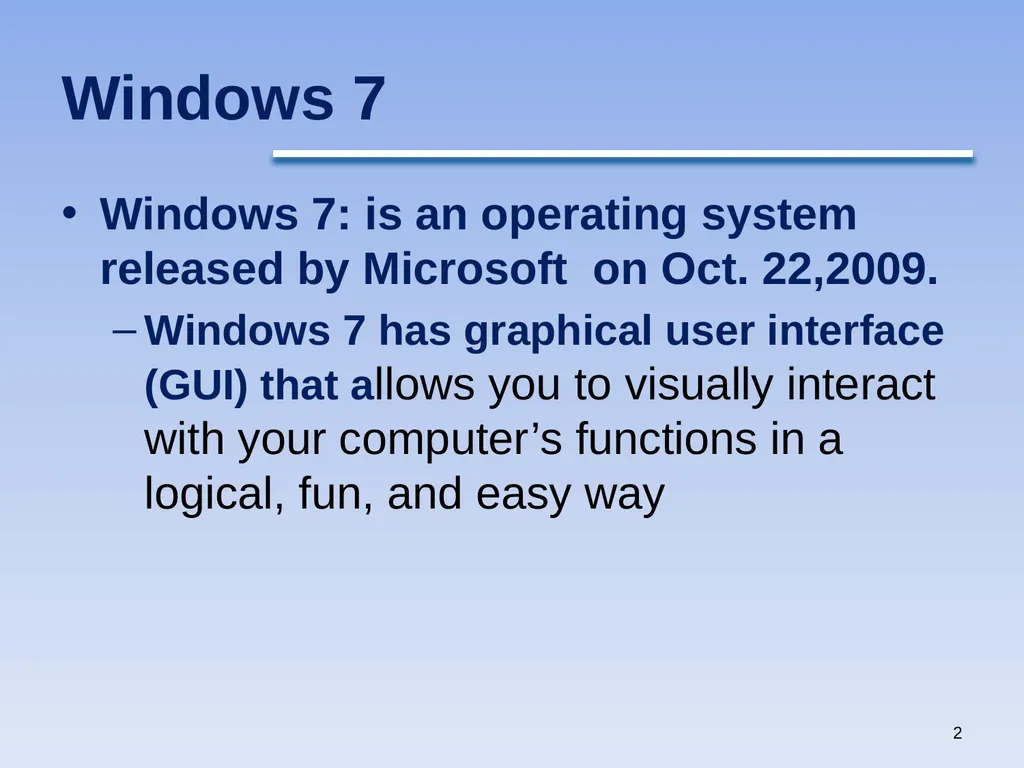 1 Windows 7 by Qais A. Marji Windows 7 Windows - slide 2 of 88