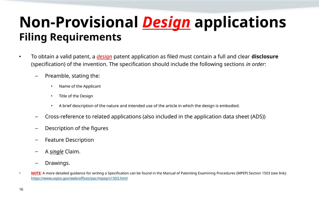 Filing a Non-Provisional Application Demystifying - slide 16 of 22
