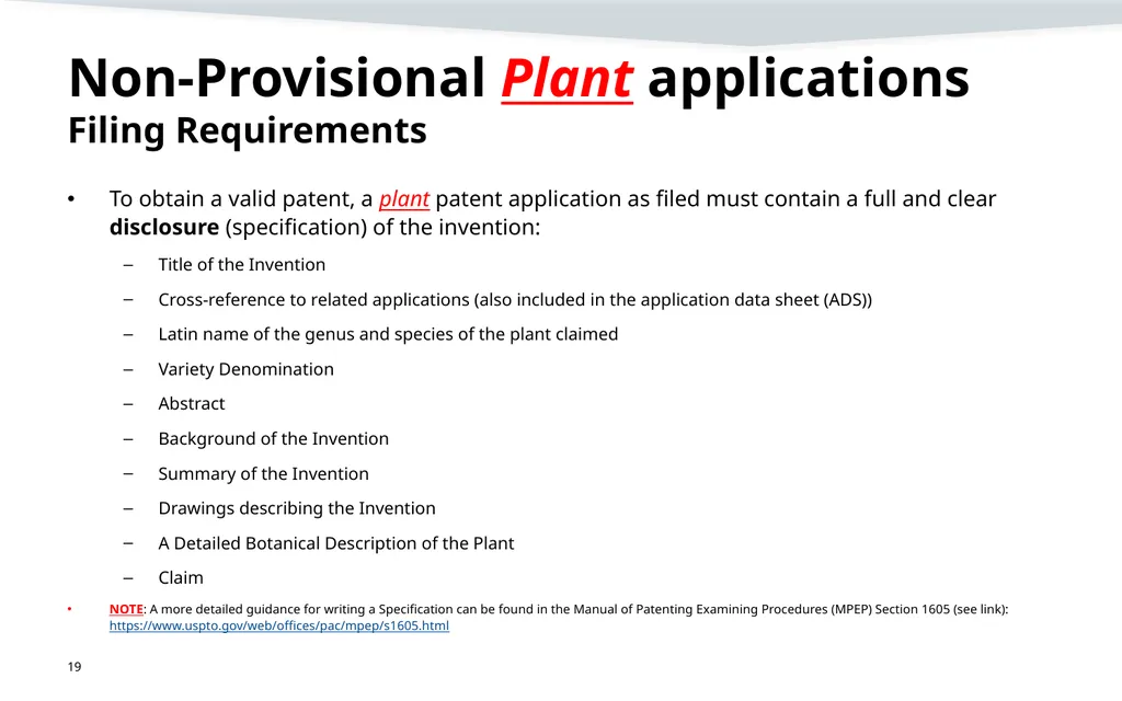 Filing a Non-Provisional Application Demystifying - slide 19 of 22