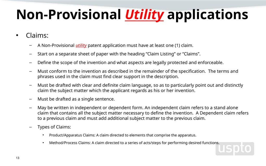 Filing a Non-Provisional Application Demystifying - slide 13 of 22