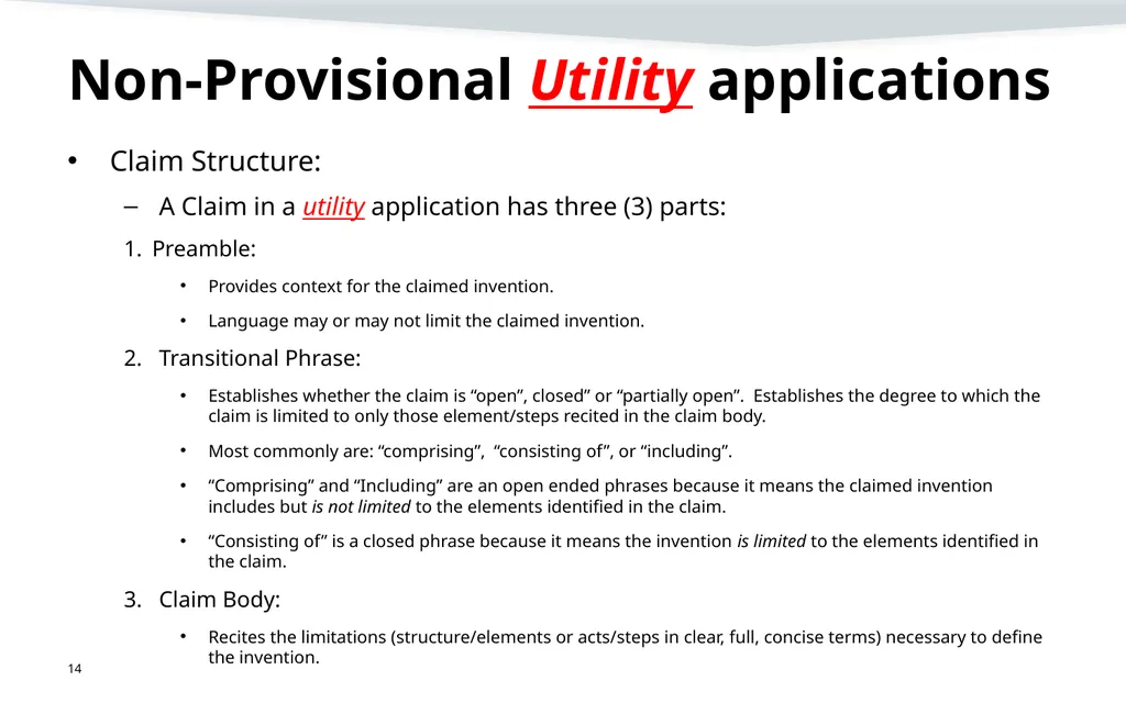 Filing a Non-Provisional Application Demystifying - slide 14 of 22
