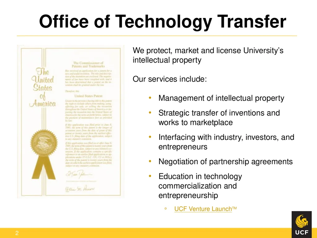 Off the Lab Bench and into the Marketplace: - slide 2 of 23