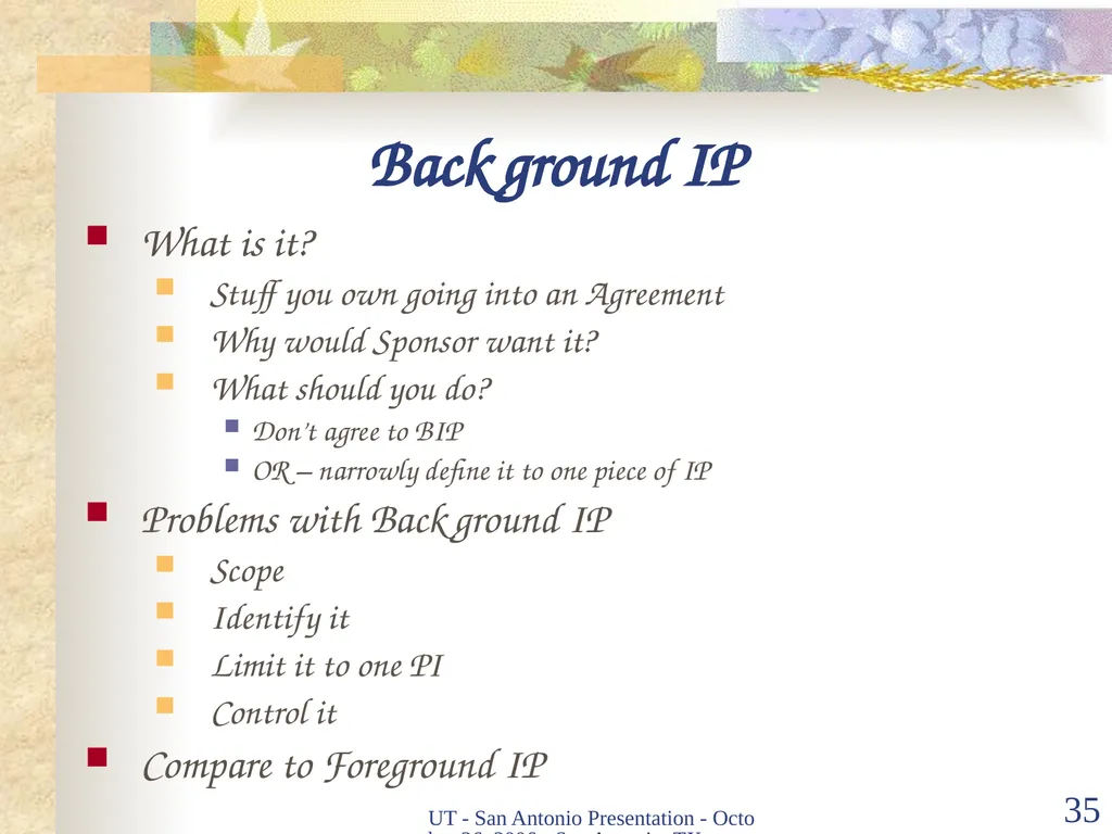 Intellectual Property Basics and Sticking Points - slide 34 of 56