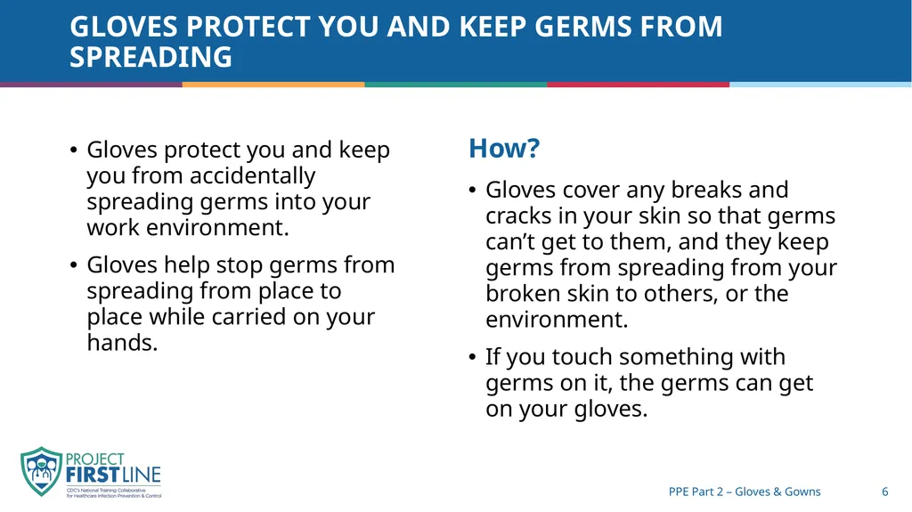 Topic 8: Ppe part 2 – gloves & gowns [Date - slide 6 of 14