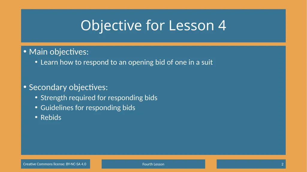 Basic Beginning Bridge Lesson 4 – Suit Responses & - slide 2 of 18