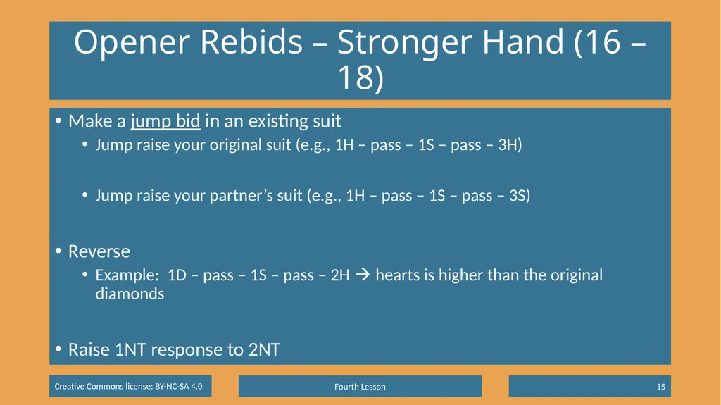 Basic Beginning Bridge Lesson 4 – Suit Responses & - slide 15 of 18