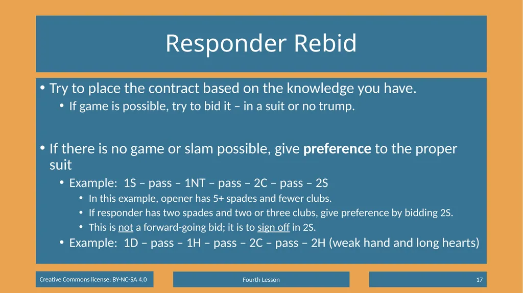 Basic Beginning Bridge Lesson 4 – Suit Responses & - slide 17 of 18