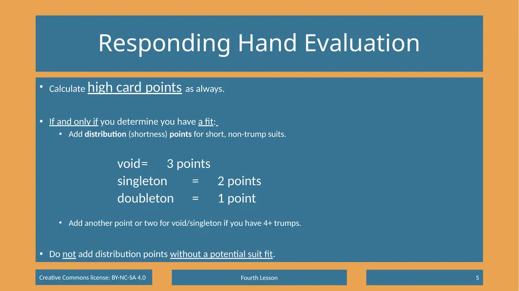 Basic Beginning Bridge Lesson 4 – Suit Responses & - slide 5 of 18